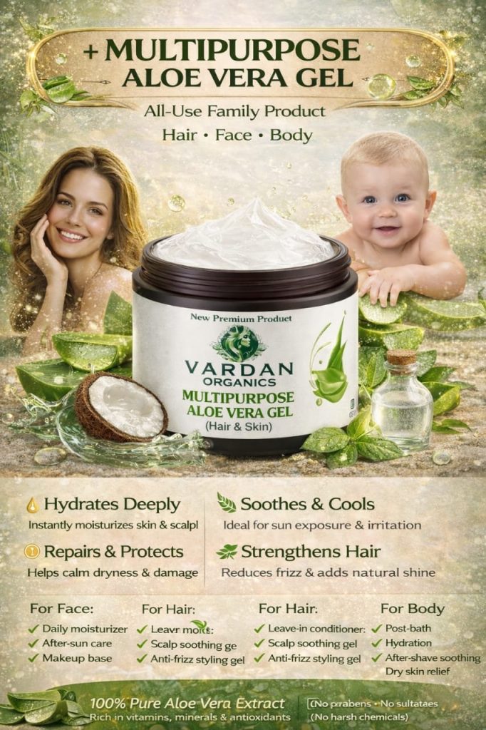 Vardan Organics Multipurpose Aloe Vera Gel Pure Aloe Vera Gel for Hair & Skin Hydrating Herbal Formula - Ingredients & Details - Vardan Organics