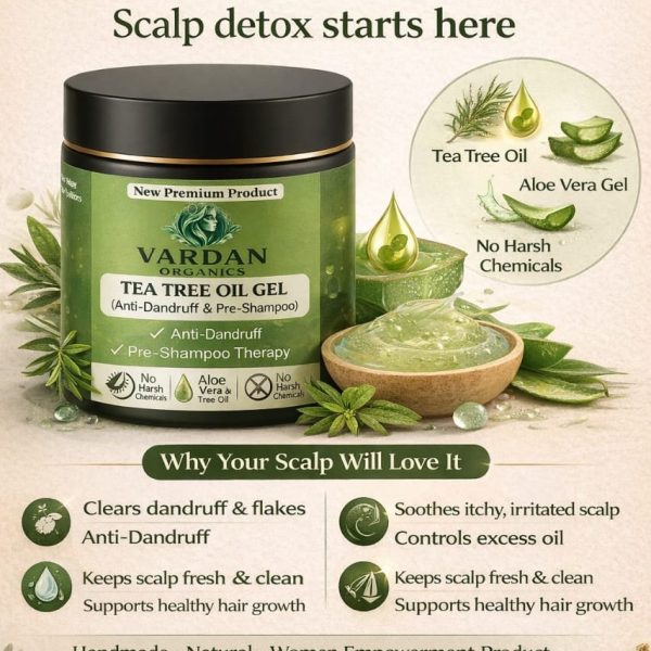 Vardan Organics Tea Tree Oil Gel Tea Tree Oil Scalp Treatment Ayurvedic Pre-Shampoo Gel - Ingredients & Details - Vardan Organics