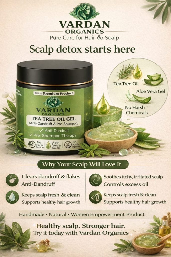 Vardan Organics Tea Tree Oil Gel Tea Tree Oil Scalp Treatment Ayurvedic Pre-Shampoo Gel - Ingredients & Details - Vardan Organics