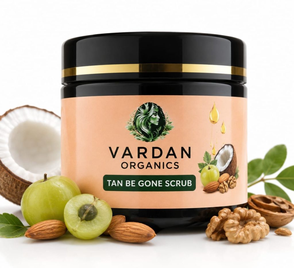 Vardan Organics Tan Be Gone Face & Body Scrub Ayurvedic Tan Removal Scrub Herbal Anti-Tan Exfoliator - Ingredients & Details - Vardan Organics