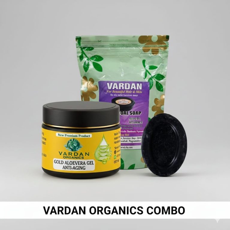 Vardan Organics Charcoal Soap + Gold Aloe Vera Gel Combo Ayurvedic Skincare Combo Each - Vardan Organics Ayurvedic Products