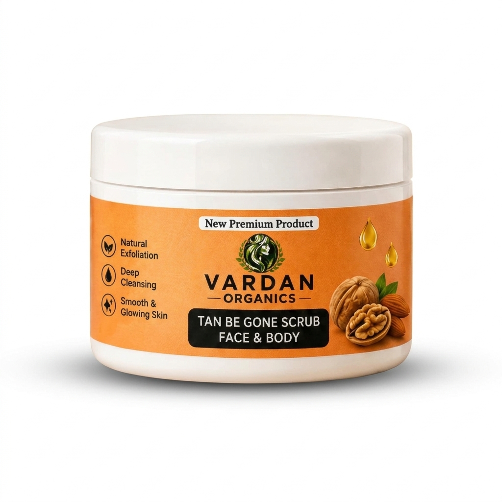 tan_scrub_white_bg_25g Sun Tan Removal Face & Body Exfoliating Scrub (Trial Pack, 25g) | Vardan Organics - Image 1