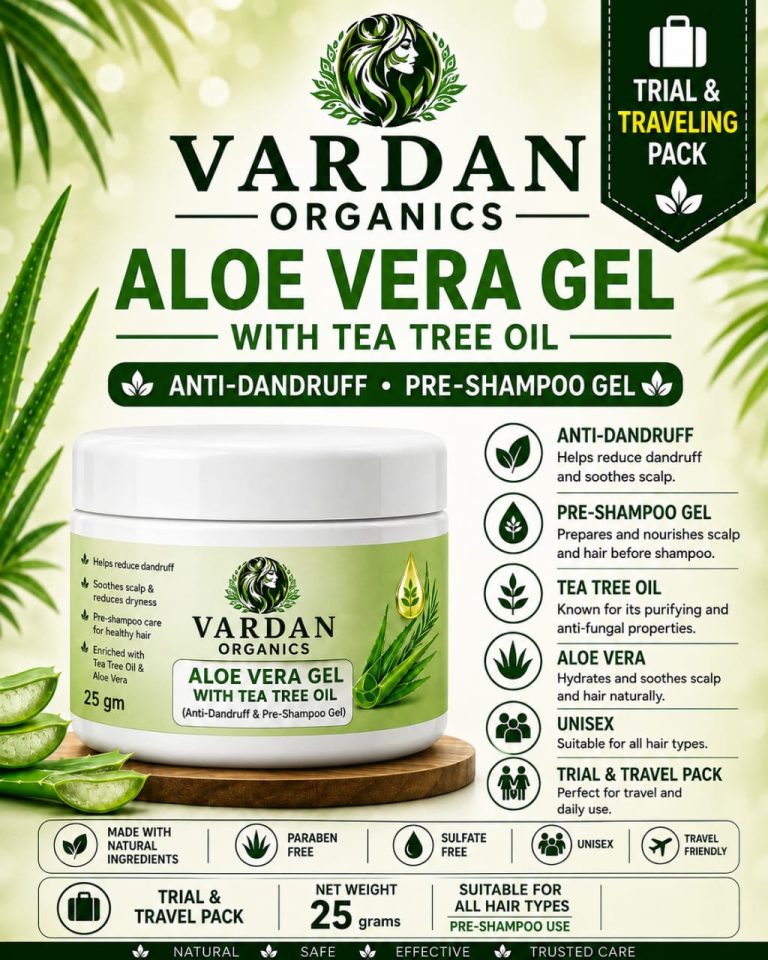 Vardan Organics Aloe Vera Gel with Tea Tree Oil Anti-Dandruff Pre-Shampoo Gel Trial & Traveling Pack - Ingredients & Details - Vardan Organics