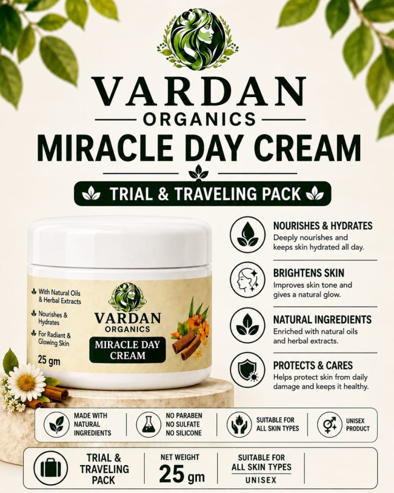 Vardan Organics Miracle Day Cream Natural Face Cream for Glow Trial & Traveling Pack - Ingredients & Details - Vardan Organics