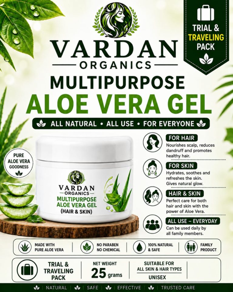 Vardan Organics Multipurpose Aloe Vera Gel Pure Aloe Vera Gel for Hair & Skin Trial & Traveling Pack - Ingredients & Details - Vardan Organics