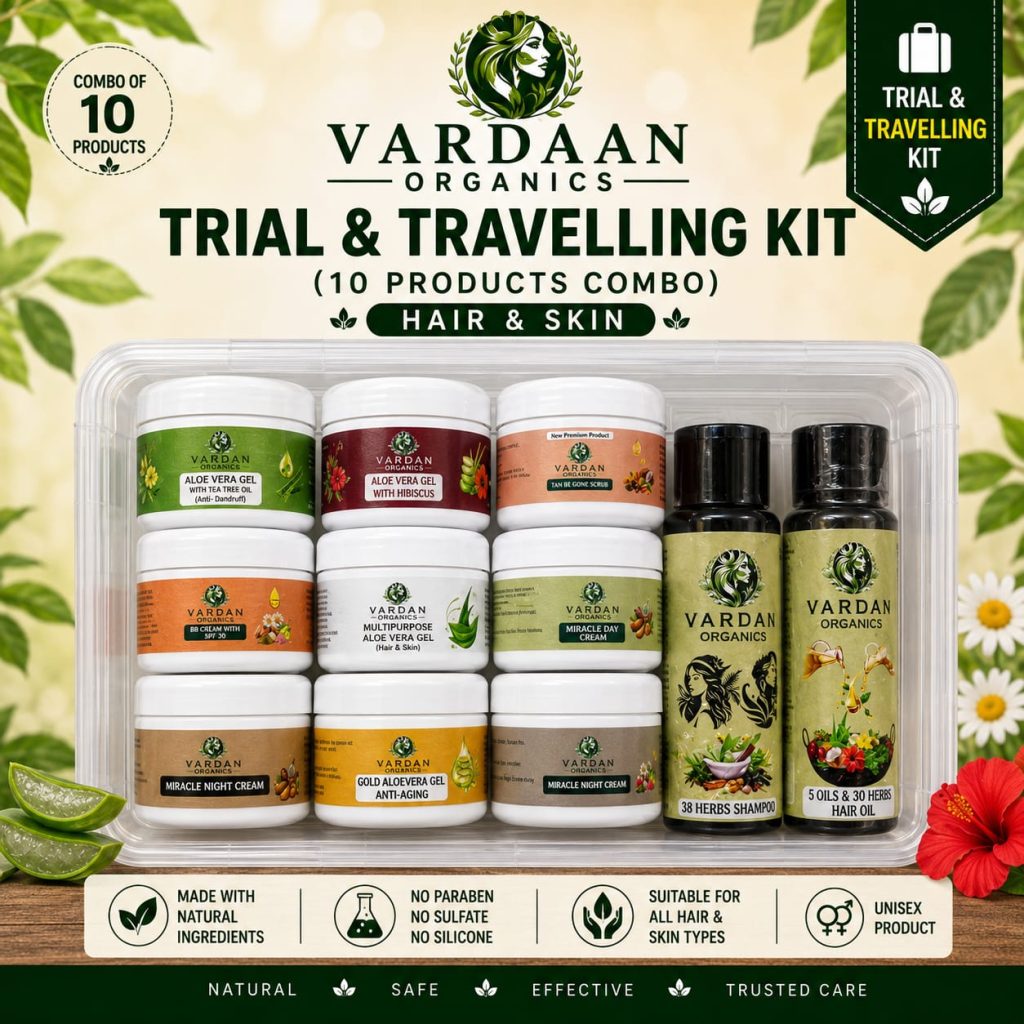 Vardan Organics Trial & Travelling Kit Complete Hair & Skin Care 10 Products Combo Travel Pack - Ingredients & Details - Vardan Organics